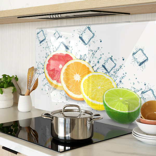 Schneidebrett Glas mit Motiv bunte Zitrusscheiben