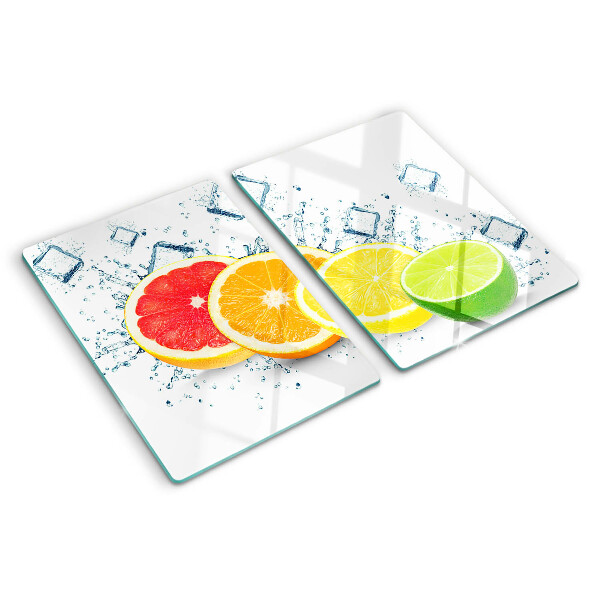Schneidebrett Glas mit Motiv bunte Zitrusscheiben