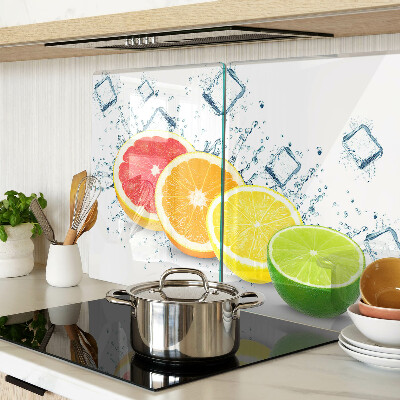 Schneidebrett Glas mit Motiv bunte Zitrusscheiben