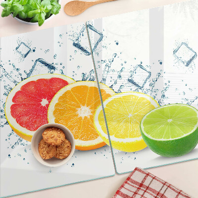 Schneidebrett Glas mit Motiv bunte Zitrusscheiben