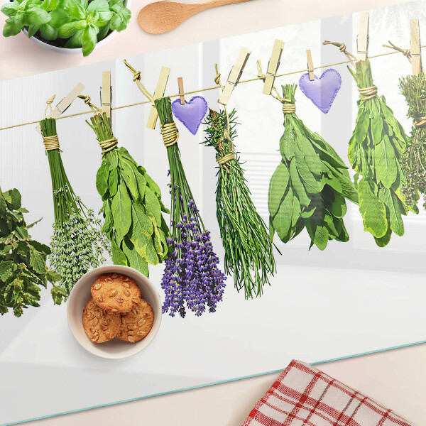 Glas schneidebrett Kräuter an einer Schnur
