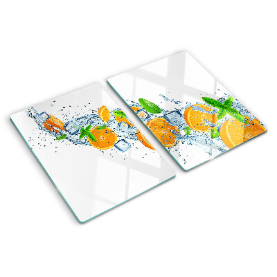 Schneidebrett Glas mit Zitrusfrüchten-Motiv auf Wasserhintergrund
