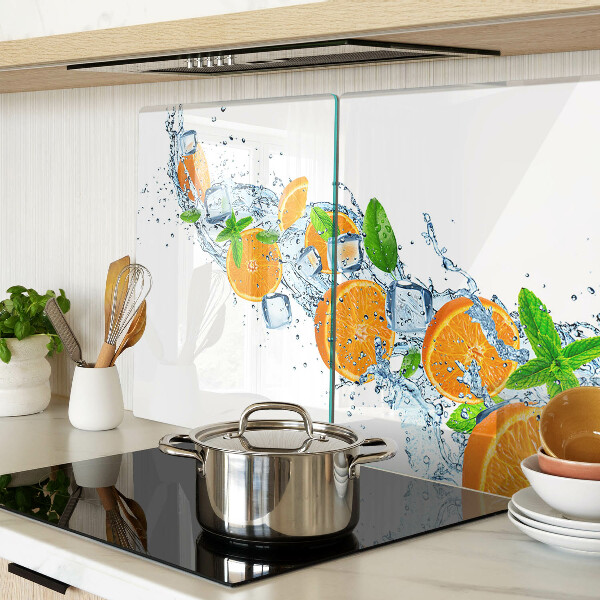 Schneidebrett Glas mit Zitrusfrüchten-Motiv auf Wasserhintergrund