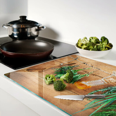 Schneidebrett Glas mit Kräutermotiv für die Küche