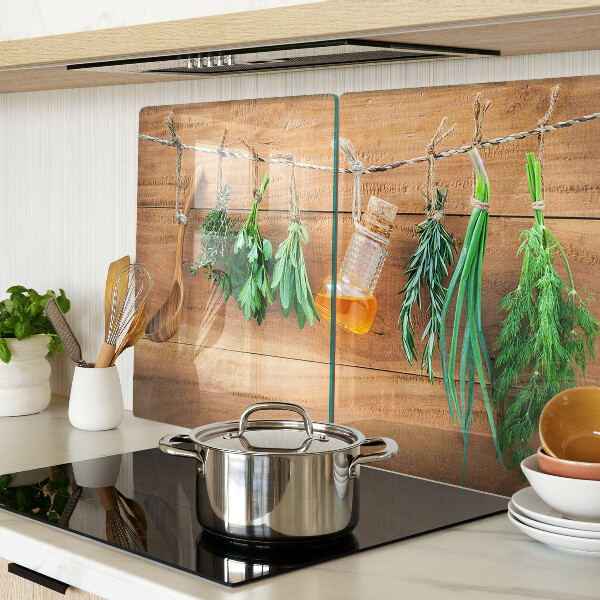 Schneidebrett Glas mit Kräutermotiv für die Küche