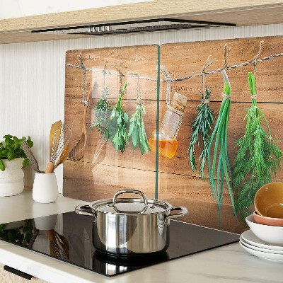 Schneidebrett Glas mit Kräutermotiv für die Küche