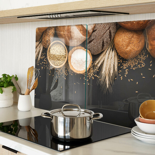 Glas-Schneidebrett mit Motiv von Brot und Getreide