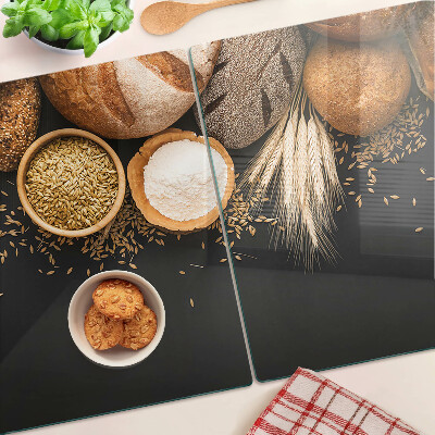 Glas-Schneidebrett mit Motiv von Brot und Getreide