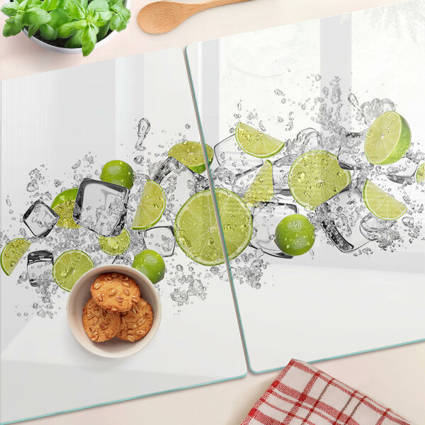 Schneidebrett mit Motiv aus Zitronen und Eis