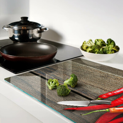 Schneidebrett Glas mit Motiv Chilischoten auf Holzgrund