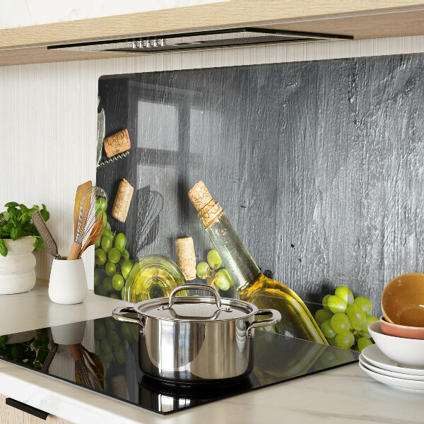 Schneidebrett Glas mit Wein- und Traubenmotiv