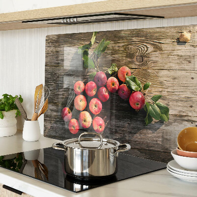 Glas schneidebrett Äpfel auf Holzgrund