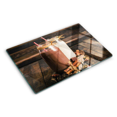 Schneidebrett Glas mit Motiv von Getränkegläsern auf Holzuntergrund