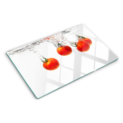 Schneidebrett Glas mit Motiv von Tomaten in Wasser
