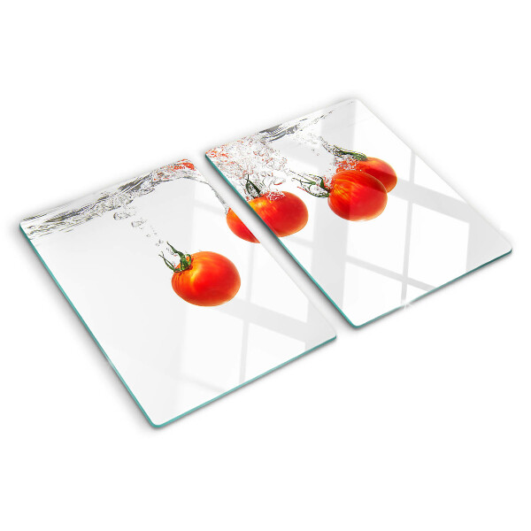 Schneidebrett glas Tomaten in Wasser