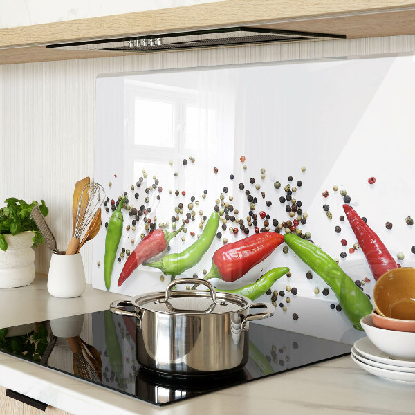 Schneidebrett glas Paprika und Pfeffer