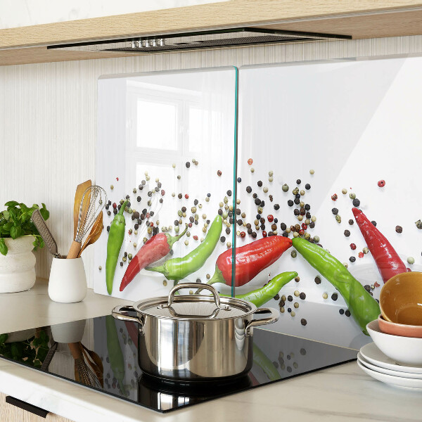 Schneidebrett glas Paprika und Pfeffer