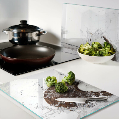 Schneidebrett mit Kokosnussmotiv, wasserabweisender Oberfläche und Spritzschutz