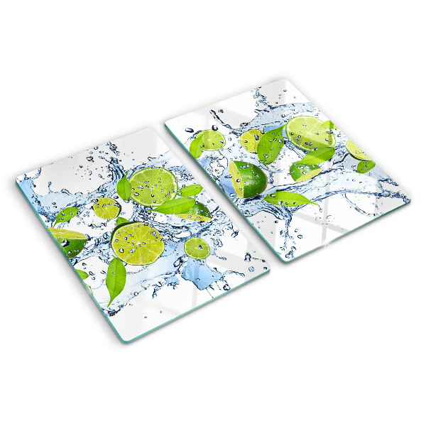 Schneidebrett Glas mit Motiv von Zitronen im Wasser