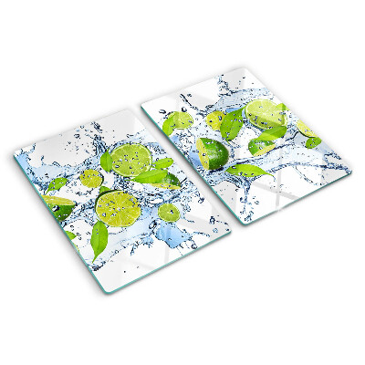 Schneidebrett glas Zitronen in Wasser