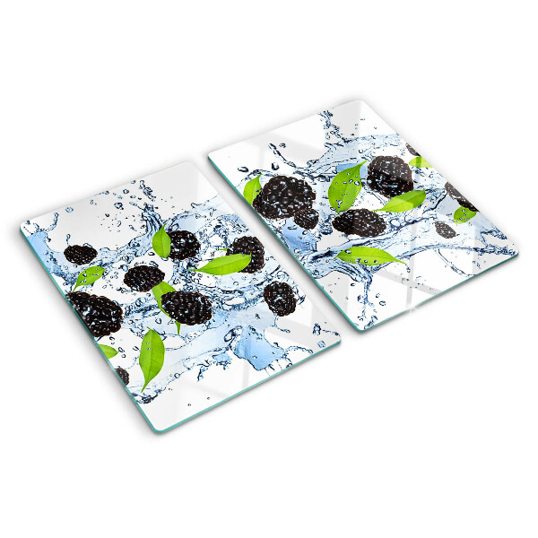 Glas schneidebrett Früchte im Wasser