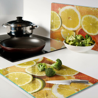 Schneidebrett Glas mit Motiv Zitrusfrüchte