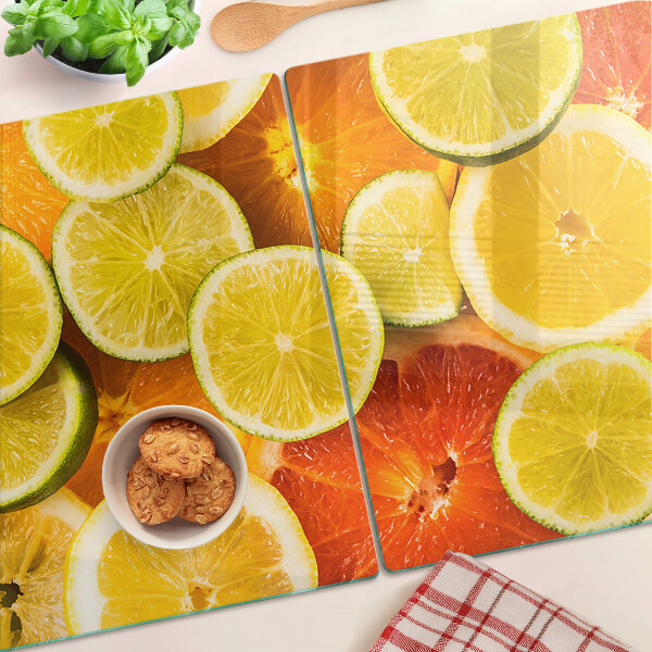 Schneidebrett Glas mit Motiv Zitrusfrüchte