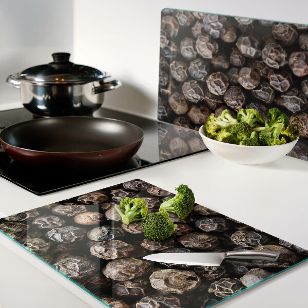 Glas Schneidebrett mit Motiv Pfefferkörner