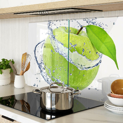 Schneidebrett Glas mit Motiv eines in Wasser getauchten Apfels