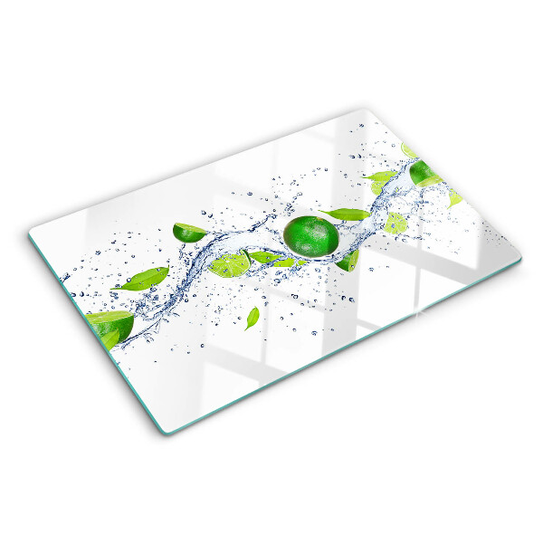 Schneidebrett glas Zitronen und Blattwasser