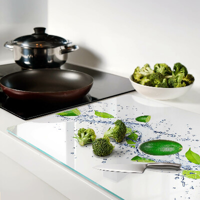 Schneidebrett Glas mit Zitronenmotiv und Wassertropfen-Design