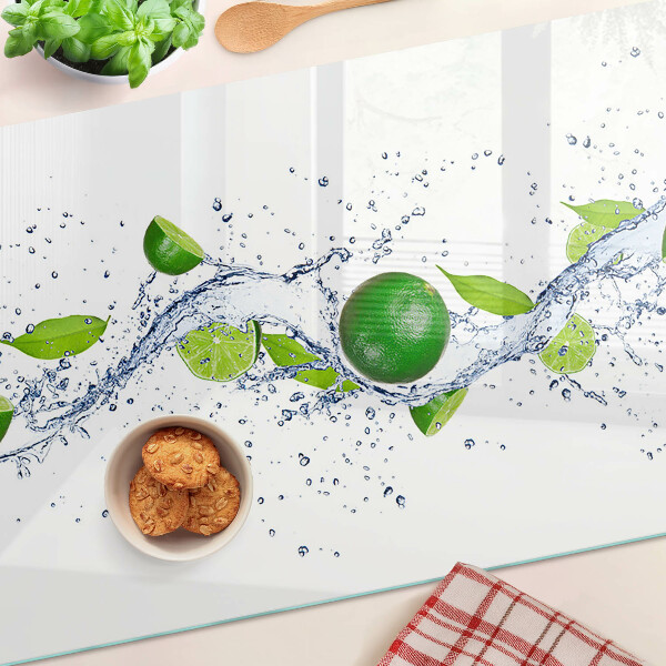 Schneidebrett Glas mit Zitronenmotiv und Wassertropfen-Design