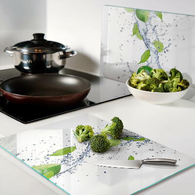 Schneidebrett Glas mit Zitronenmotiv und Wassertropfen-Design