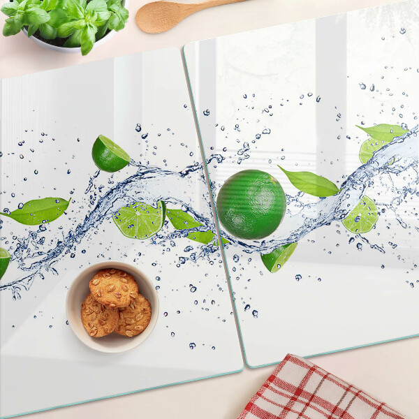 Schneidebrett Glas mit Zitronenmotiv und Wassertropfen-Design