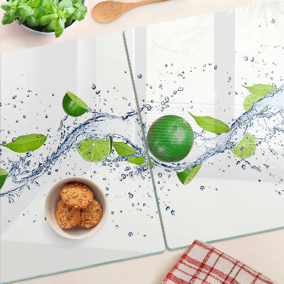 Schneidebrett Glas mit Zitronenmotiv und Wassertropfen-Design