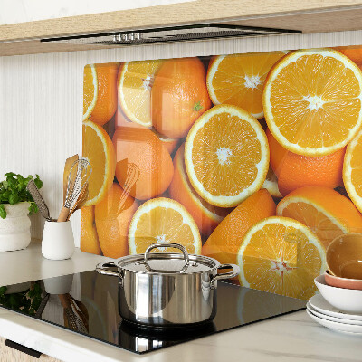 Schneidebrett Glas mit aufgedrucktem Motiv geschnittener Orangen