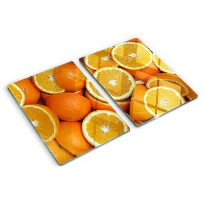 Schneidebrett Glas mit aufgedrucktem Motiv geschnittener Orangen