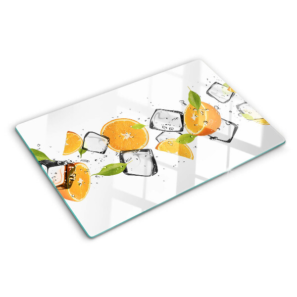 Schneidebrett Zitrusfrüchte mit Eis