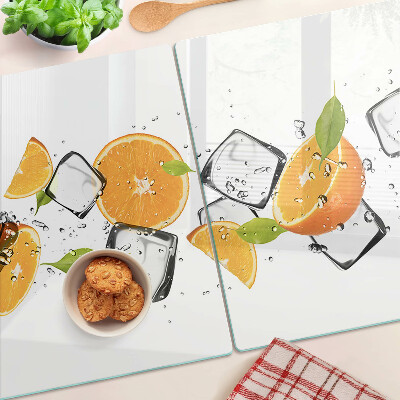 Schneidebrett Zitrusfrüchte mit Eis