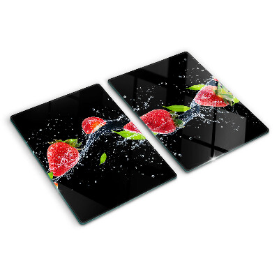 Schneidebrett glas Erdbeeren in Wasser