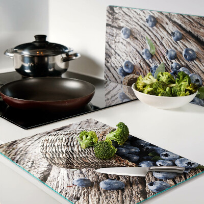 Schneidebrett Glas mit Motiv Beeren im Korb