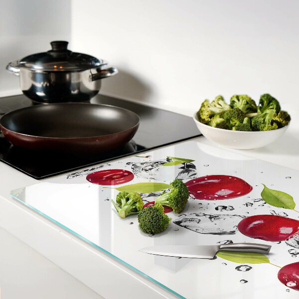 Schneidebrett Rote Äpfel mit Eis