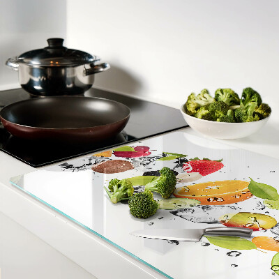 Schneidebrett glas Früchte mit Eis