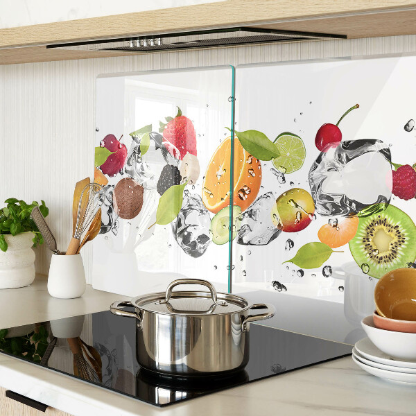 Schneidebrett glas Früchte mit Eis