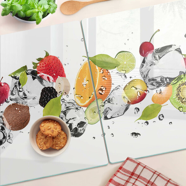 Schneidebrett glas Früchte mit Eis