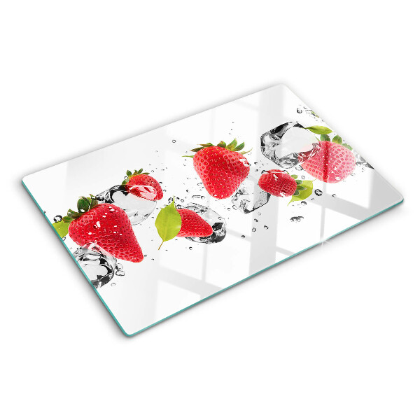 Glas schneidebrett Erdbeeren mit Eis