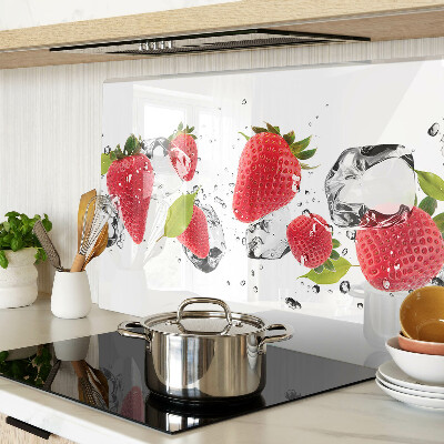 Glas schneidebrett Erdbeeren mit Eis