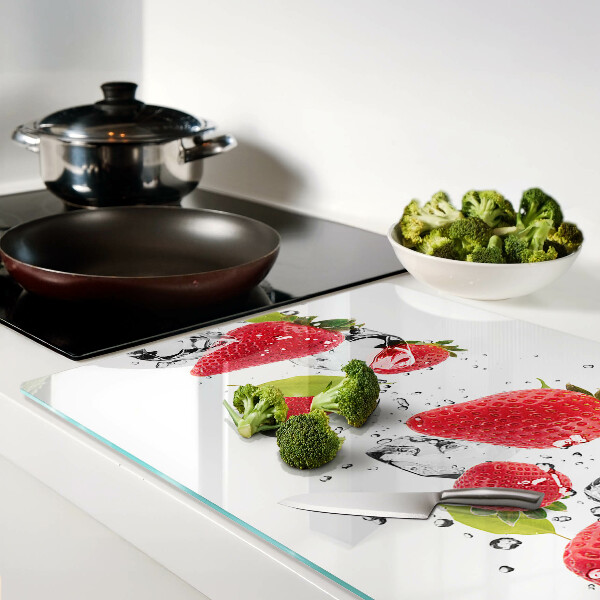 Glas schneidebrett Erdbeeren mit Eis