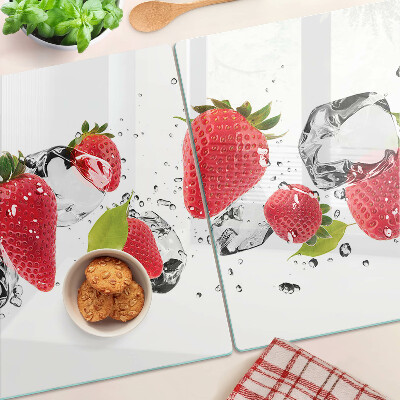 Glas schneidebrett Erdbeeren mit Eis