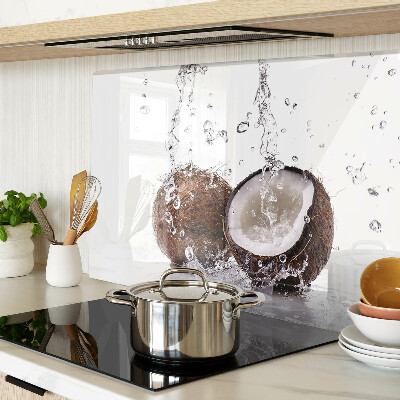 Schneidebrett Glas mit Motiv einer Kokosnuss im Wasser